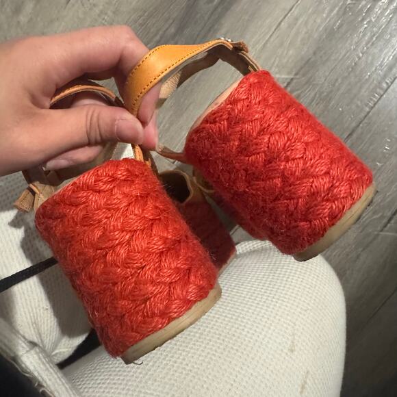 Jeffrey Campbell Red Braided Platform Wedge Sandals Leather Strap EU 37 US 7 - Picture 6 of 7